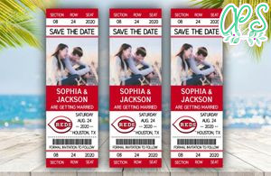 Cincinnati Reds Save The Date Wedding Engagement Announcement Ticket Invitation Instant Download