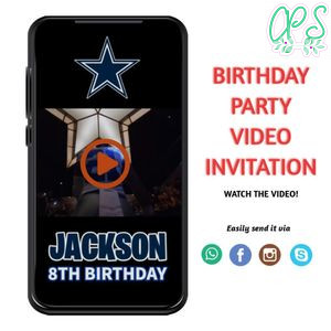 Ezekiel Elliott Birthday Video Invitation Digital Template Customizable Instant Download