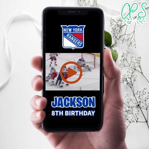 New York Rangers Birthday Video Invitation Digital Template Customizable Instant Download