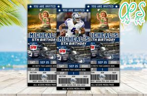Editable Dallas Cowboys Birthday Ticket Invites Instant Download