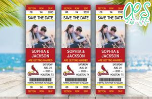  St. Louis Cardinals Save The Date Wedding Engagement Announcement Ticket Invitation Instant Download