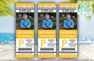Pittsburgh Pirates Birthday Ticket With Photo Invitation Instant Download
