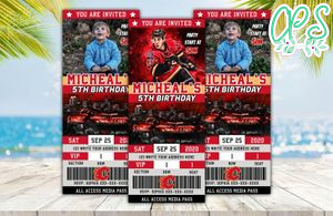 Editable Calgary Flames Birthday Ticket Invitations Instant Download