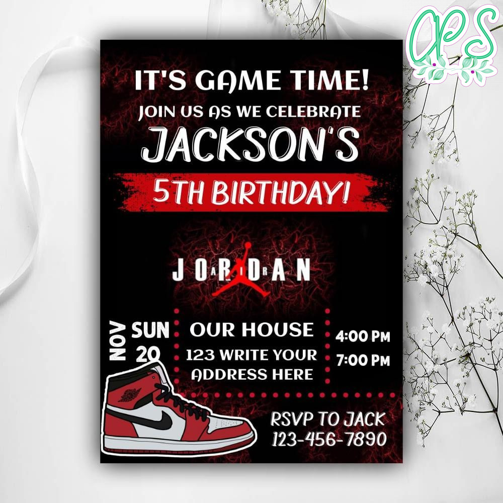 Jumpman Birthday Invitation Instant Download CustomPartyShirts Studio