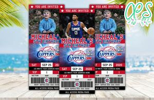 Editable Los Angeles Clippers Birthday Ticket Invite Instant Download