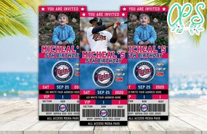 Editable Minnesota Twins Birthday Ticket Invitations Instant Download