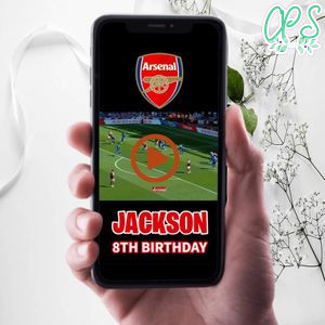 Arsenal Birthday Video Invitation Digital Template Customizable Instant Download