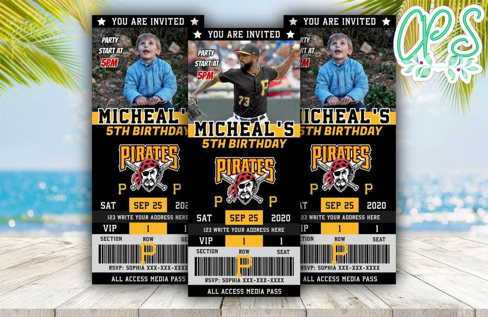 Pittsburgh Pirates Ticket Birthday Editable Template Instant Download