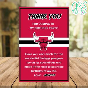 Chicago Bulls Thank you card Template to Print at Home Instant Download