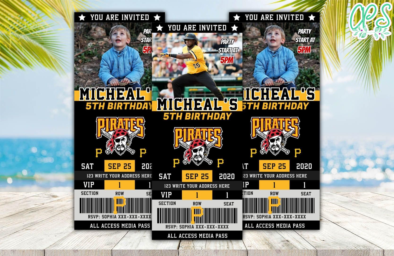 Pittsburgh Pirates Ticket Birthday Editable Templates Instant Download CustomPartyShirts Studio