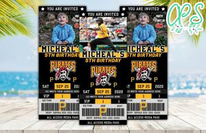 Pittsburgh Pirates Ticket Birthday Editable Templates Instant Download