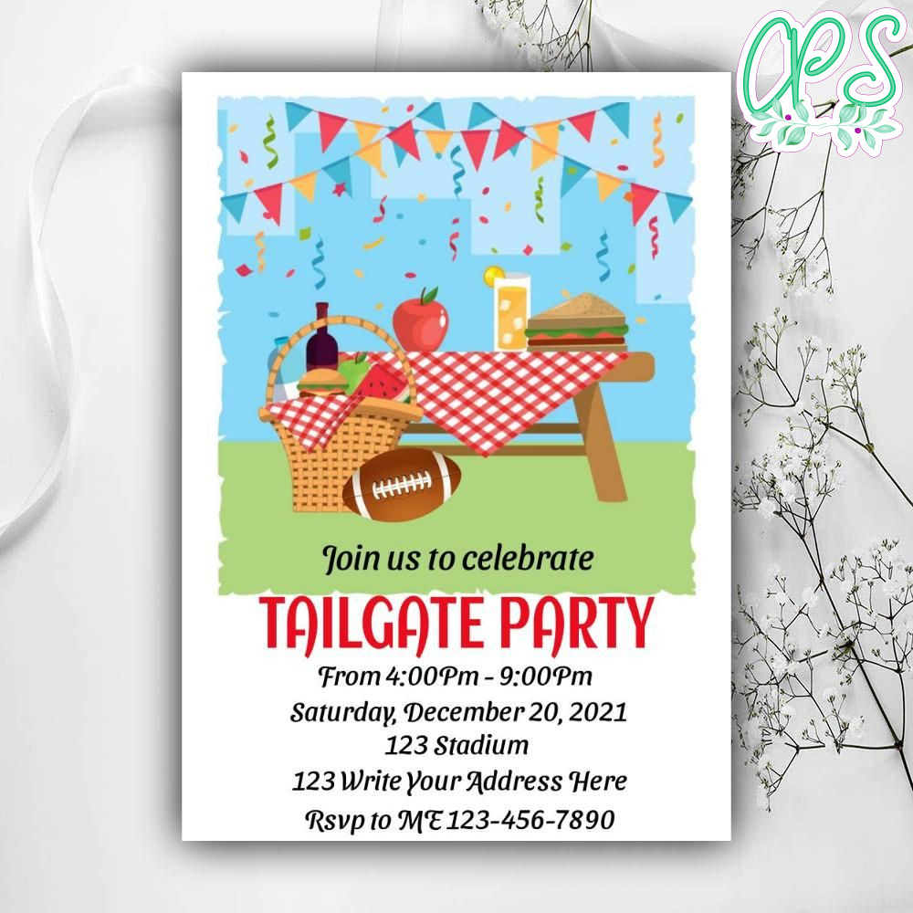 Tailgate Invitation Instant Download CustomPartyShirts Studio