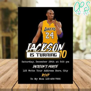 Kobe Bryant Birthday Invitation Instant Download