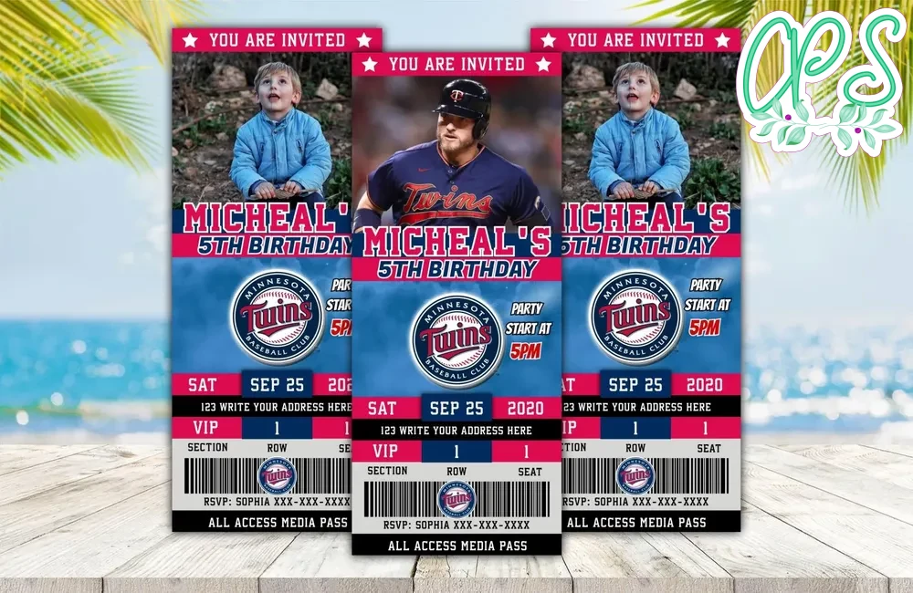 Minnesota Twins Ticket Birthday Editable Template Instant Download
