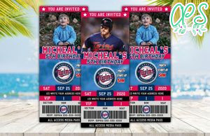 Minnesota Twins Ticket Birthday Editable Template Instant Download