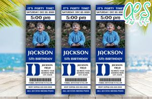 Printable Blue Devils Duke Birthday Ticket With Photo Invitation Instant Download