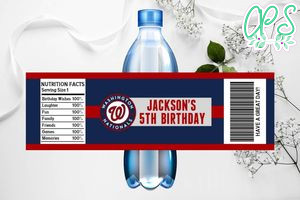 Printable Washington Nationals Water Bottle Labels Instant Download