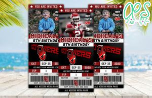 Editable Oklahoma Sooners Birthday Ticket Invitations Instant Download