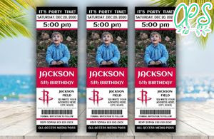 Printable Houston Rockets Birthday Ticket With Photo Invitation Instant Download