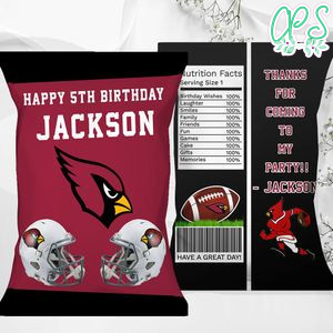 Printable Arizona Cardinals Birthday Chip Bags Instant Download