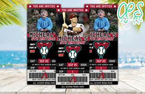 Arizona Diamondbacks Ticket Birthday Editable Templates Instant Download