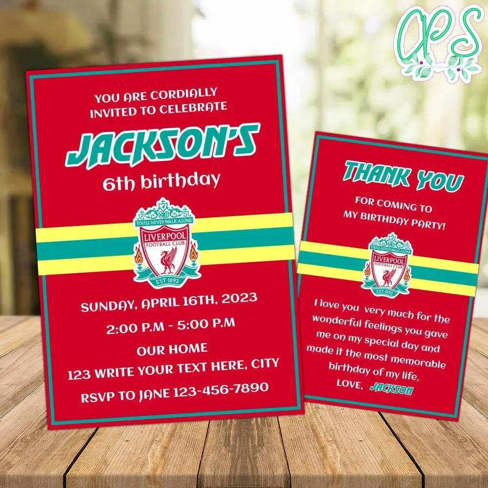 Liverpool Party Invitations Instant Download | CustomPartyShirts