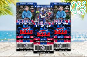 Editable Buffalo Bills Birthday Ticket Invites Instant Download