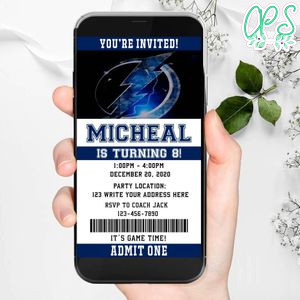 Electronic Tampa Bay Lightning Birthday Invitation Instant Download