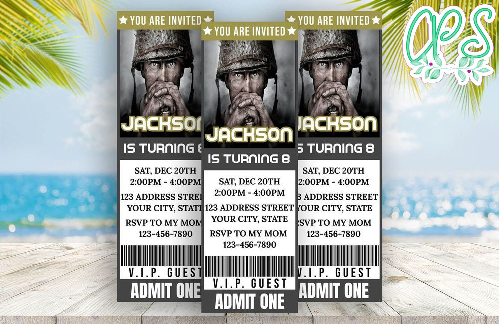 Editable Call of Duty Ticket Birthday Flyer 6 Instant Download