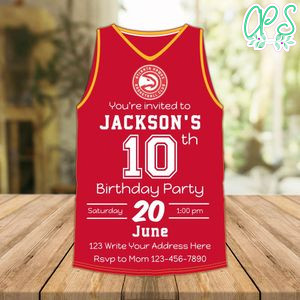 Atlanta Hawks Jersey Birthday Flyer Instant Download