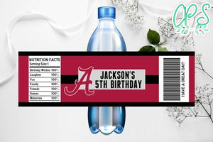 Printable Alabama Crimsontide Water Bottle Labels Instant Download