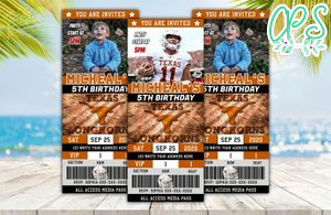 Texas Longhorns Ticket Birthday Editable Templates Instant Download