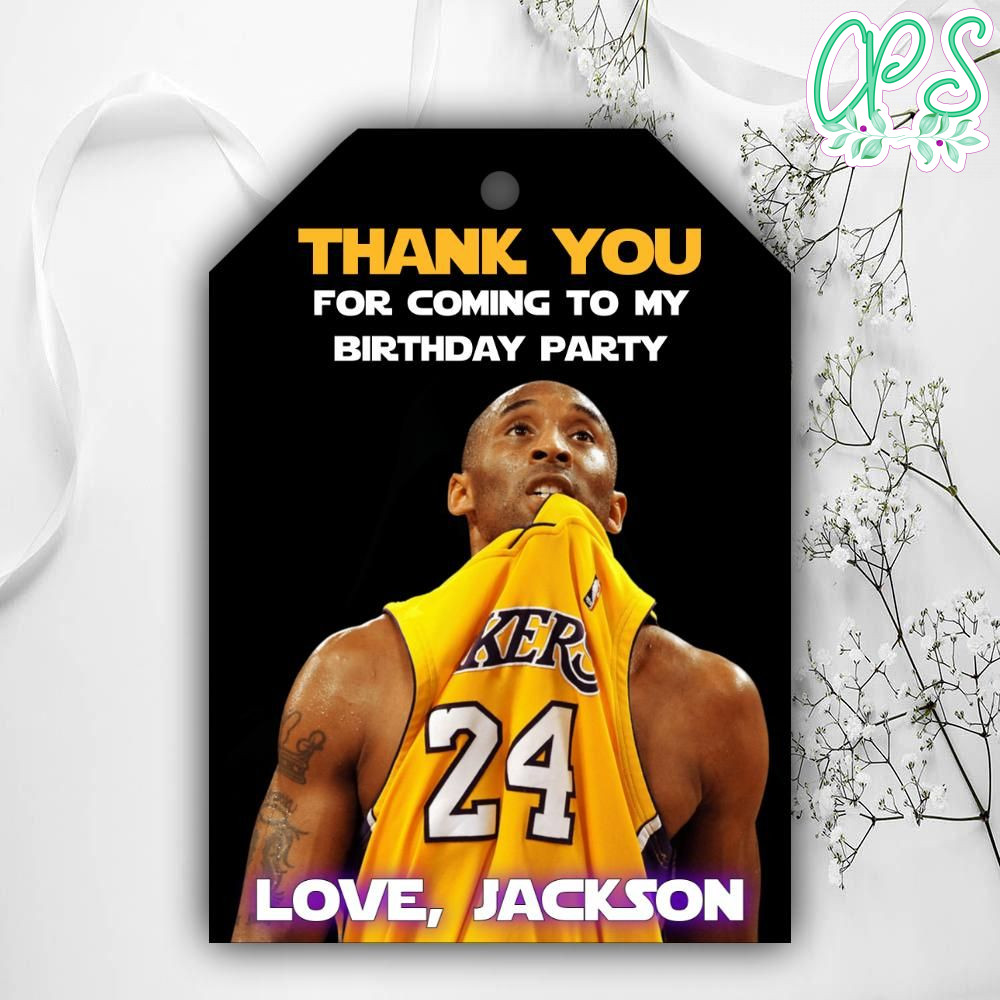 Printable Kobe Bryant Birthday Thank You Tags Instant Download