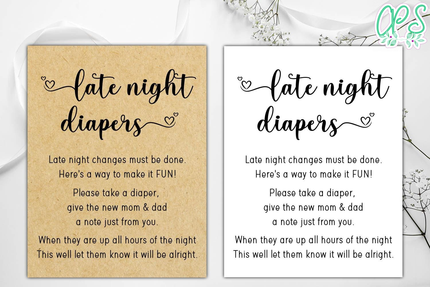 Printable Late Night Diapers Baby Shower Game Instant Download