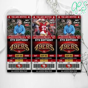 San Francisco 49ers Birthday Ticket Invites Instant Download