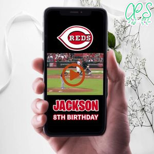 Cincinnati Reds Birthday Video Invitation Digital Template Customizable Instant Download