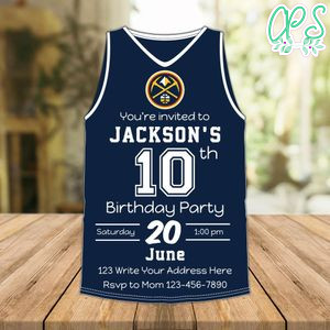 Denver Nuggets Jersey Birthday Invitation Instant Download