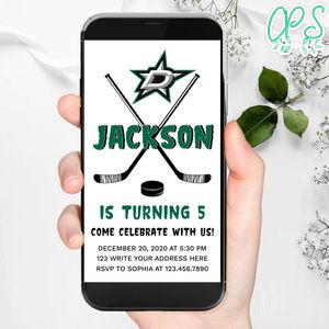 Electronic Dallas Stars Electronic Invite Birthday Invitation Template Instant Download