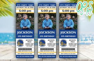 Printable Golden State Warriors Birthday Ticket With Photo Invitation Instant Download