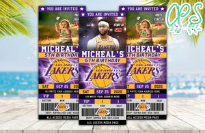 Editable Los Angeles Lakers Birthday Ticket Invitations DIY