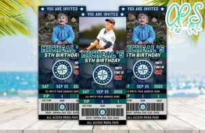 Editable Seattle Mariners Birthday Ticket Invitations Instant Download