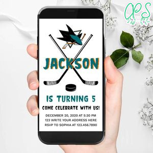Electronic San Jose Sharks Electronic Invite Birthday Invitation Template Instant Download