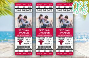 Chicago Bulls Save The Date Wedding Engagement Announcement Ticket Invitation Instant Download