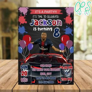 Kylian Mbappé Paris Saint Germain Drive By Birthday Parade Invitation Printable Instant Download
