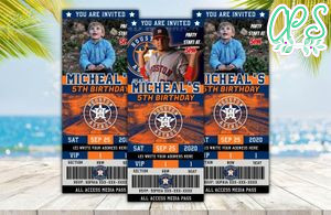 Editable Houston Astros Birthday Ticket Party Invites Instant Download