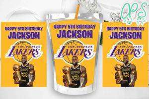 Printable LeBron James Los Angeles Lakers Birthday Capri Sun Juice Label Instant Download