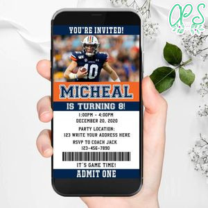 Electronic Auburn Tigers Electronic Invite Birthday Invitation Instant Download