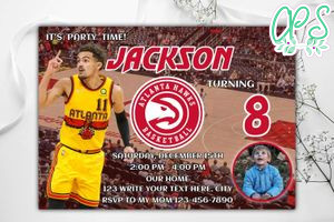Atlanta Hawks Birthday Invitation Template to Print at Home Instant Download