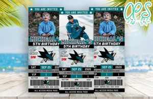 San Jose Sharks Ticket Birthday Editable Templates Instant Download