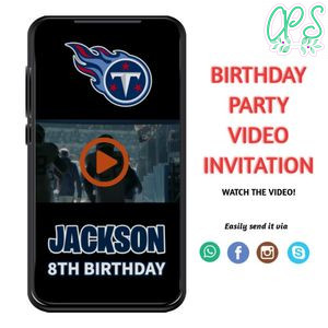 Tennessee Titans Birthday Video Invitation Digital Template Customizable Instant Download